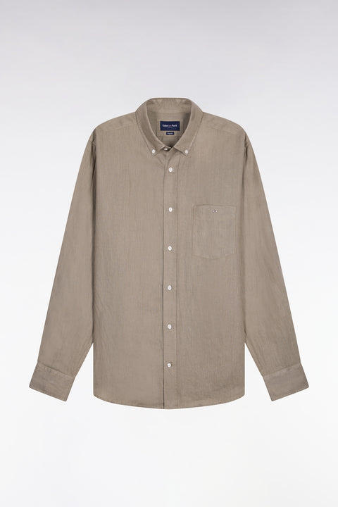 Chemise droite en lin marron - Image 2