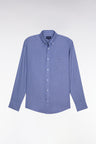 Chemise en lin bleu coupe droite