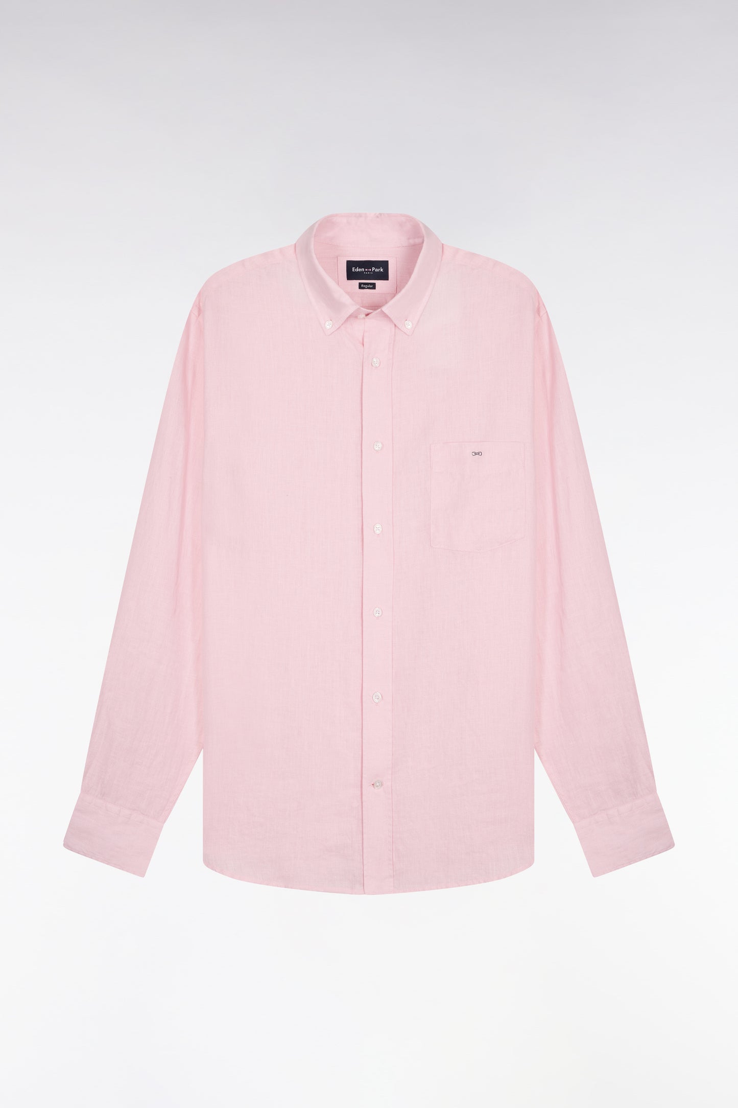 Chemise droite en lin rose clair