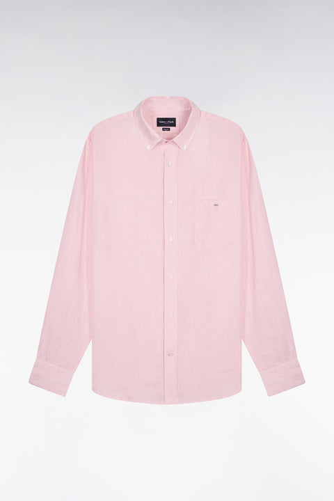 Chemise droite en lin rose clair - Image 2