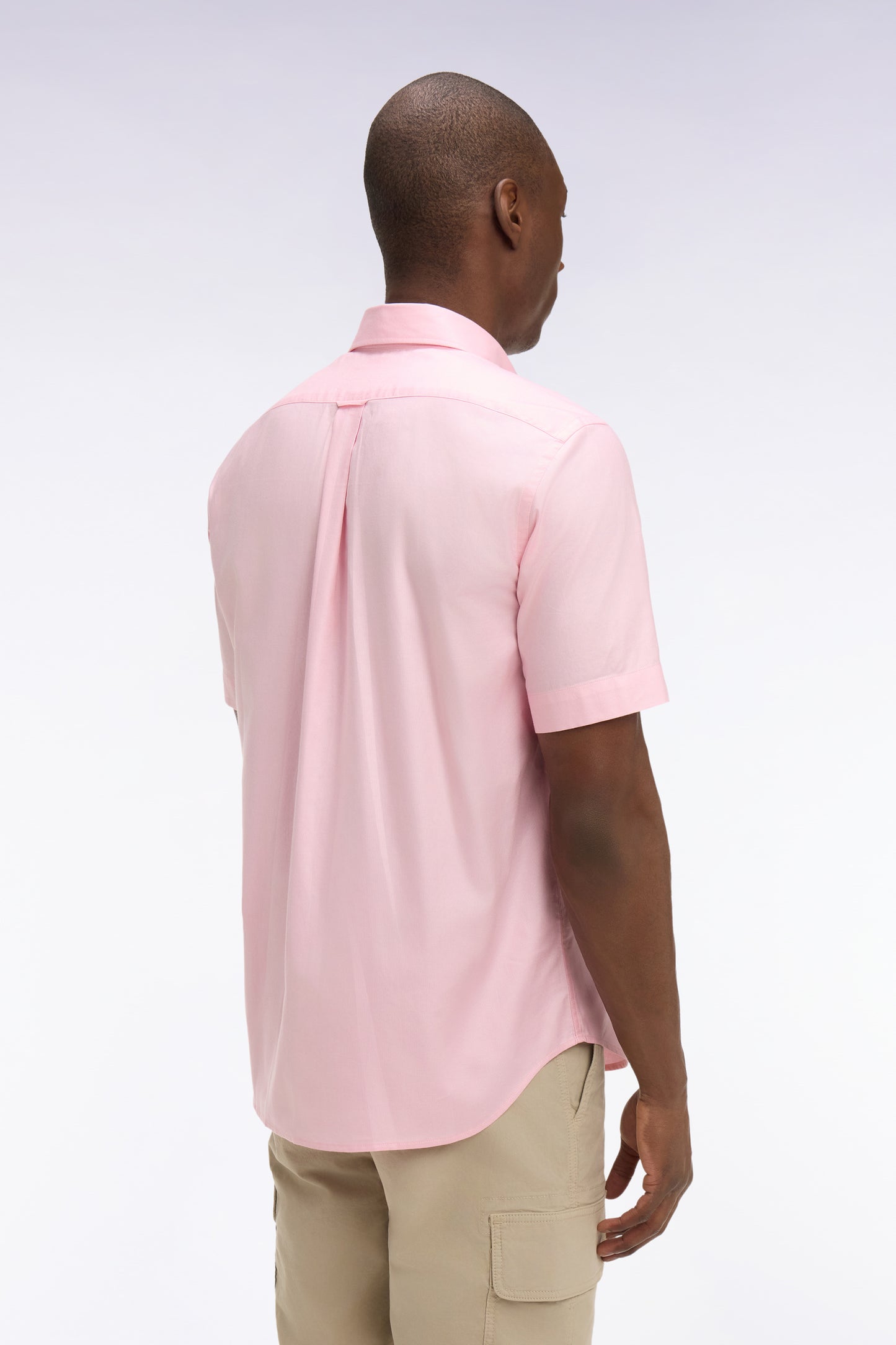 Chemise droite en lin rose clair