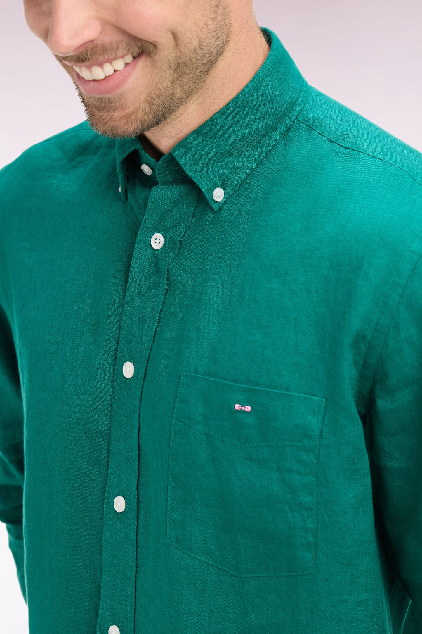 Straight mint green linen shirt