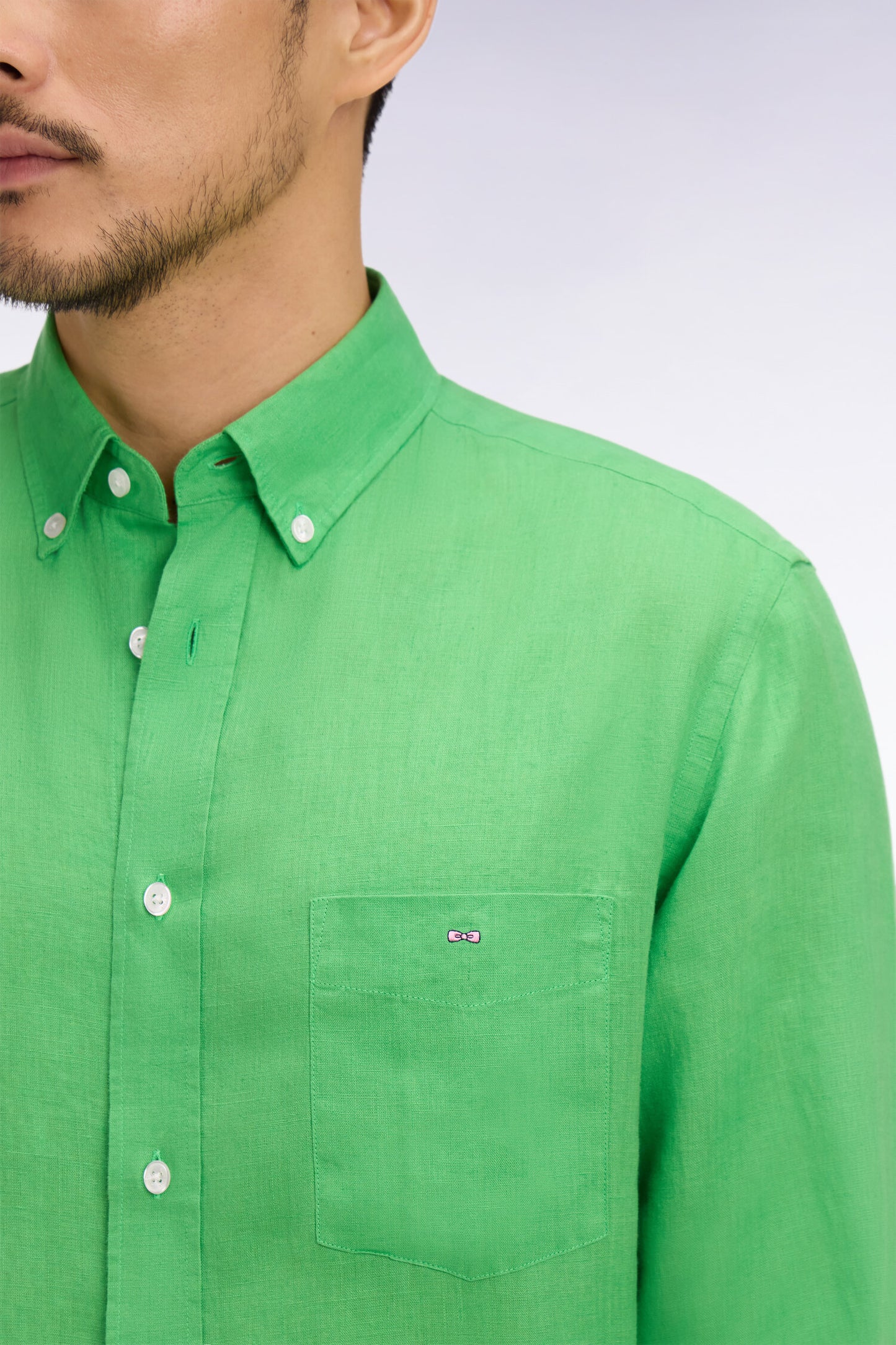 Straight green linen shirt