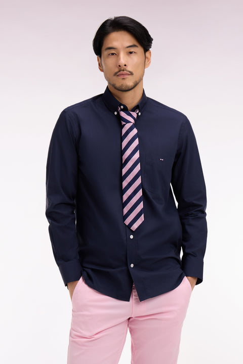 Chemise en coton marine à coudières imprimées - Image 3