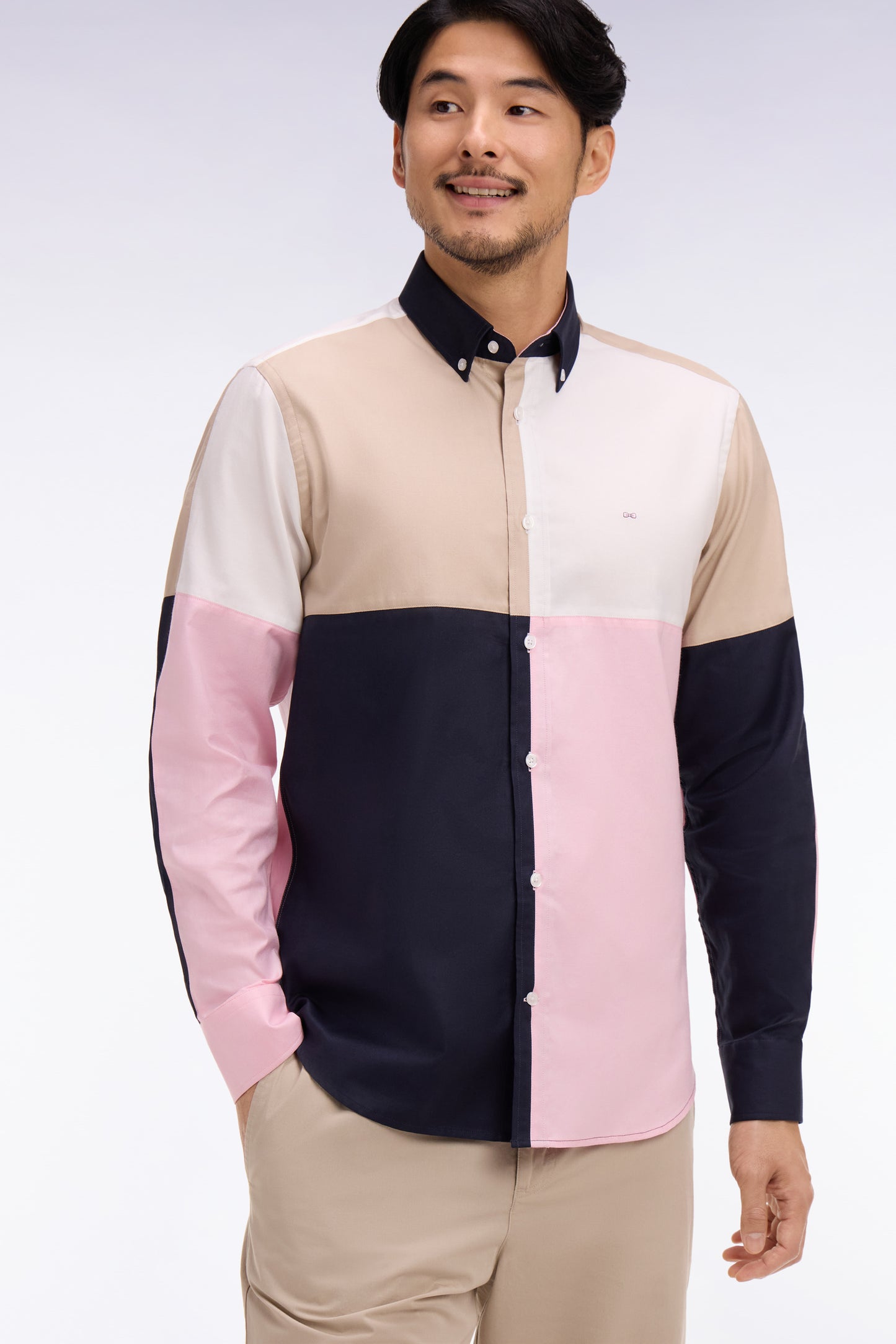 Pink Colorblock Cotton Shirt