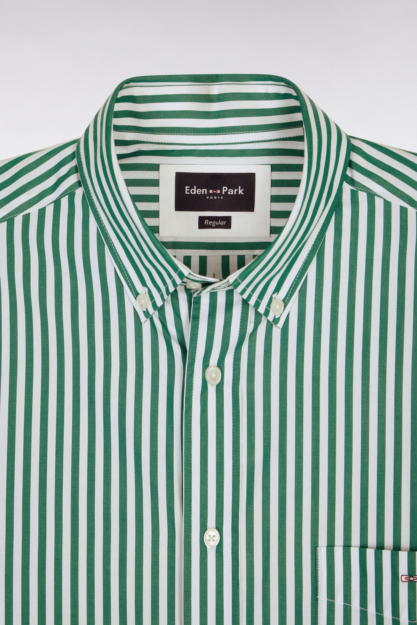 Chemise en coton vert à rayures bâtons