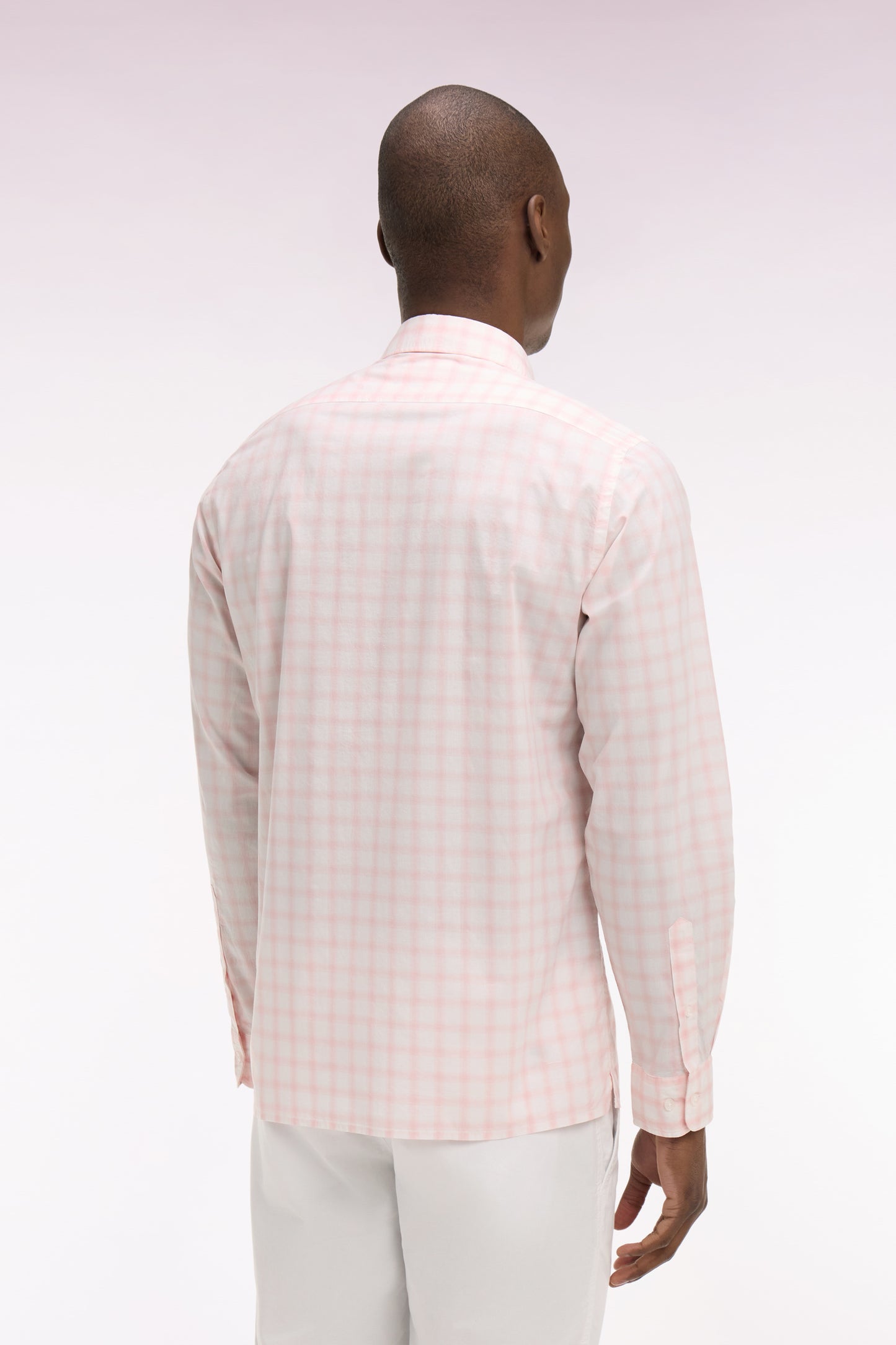 Chemise en coton à carreaux rose