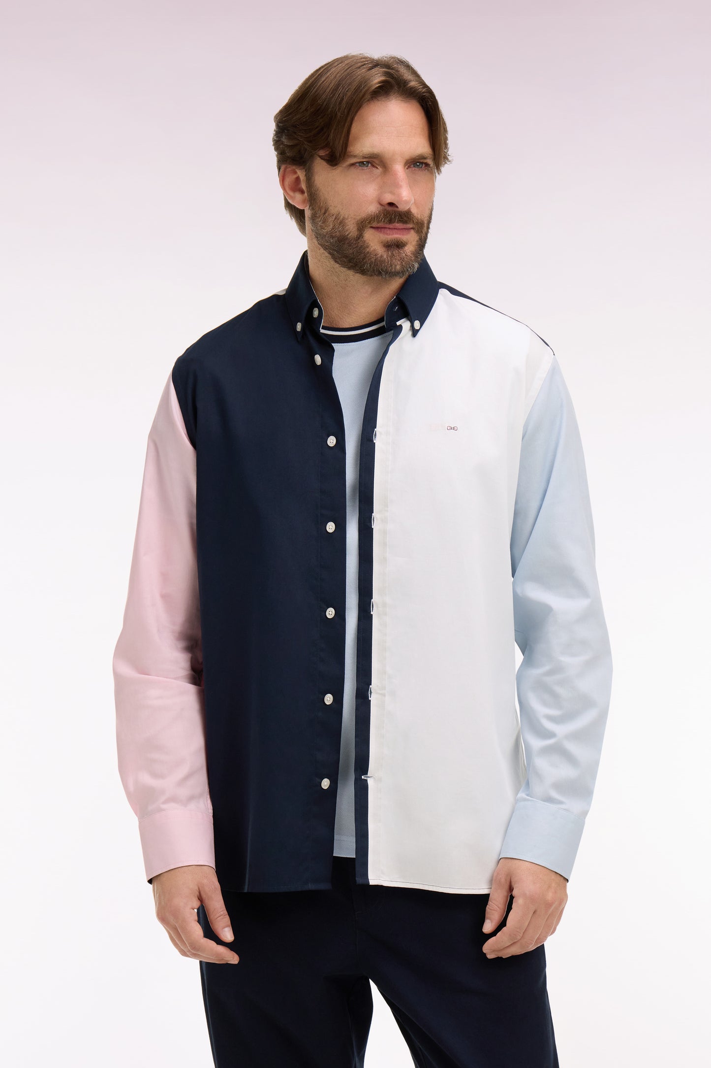 Regular-fit colorblock cotton shirt