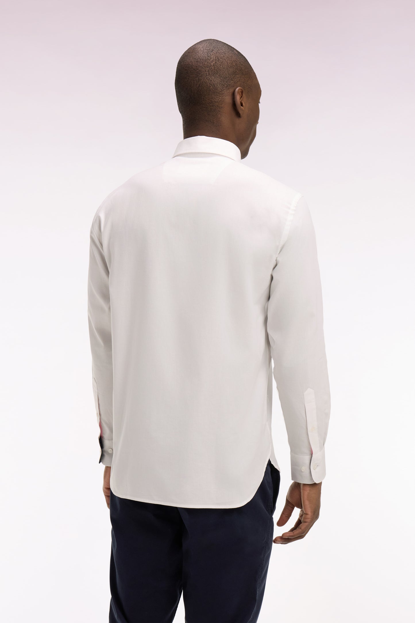 White pinpoint cotton shirt with 6 Nations coat of arms embroidery