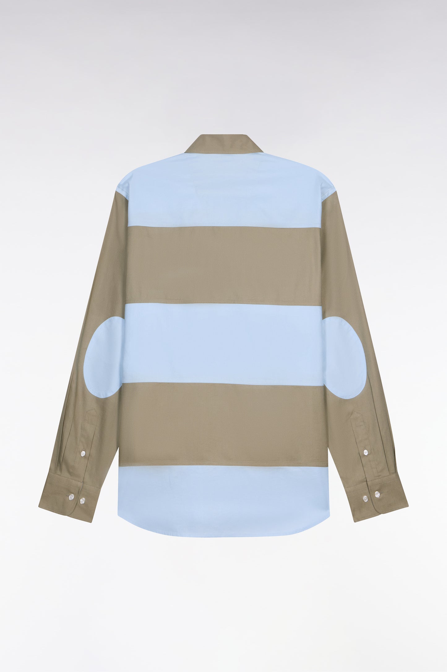 Chemise en coton à rayures rugby beige et ciel coupe regular