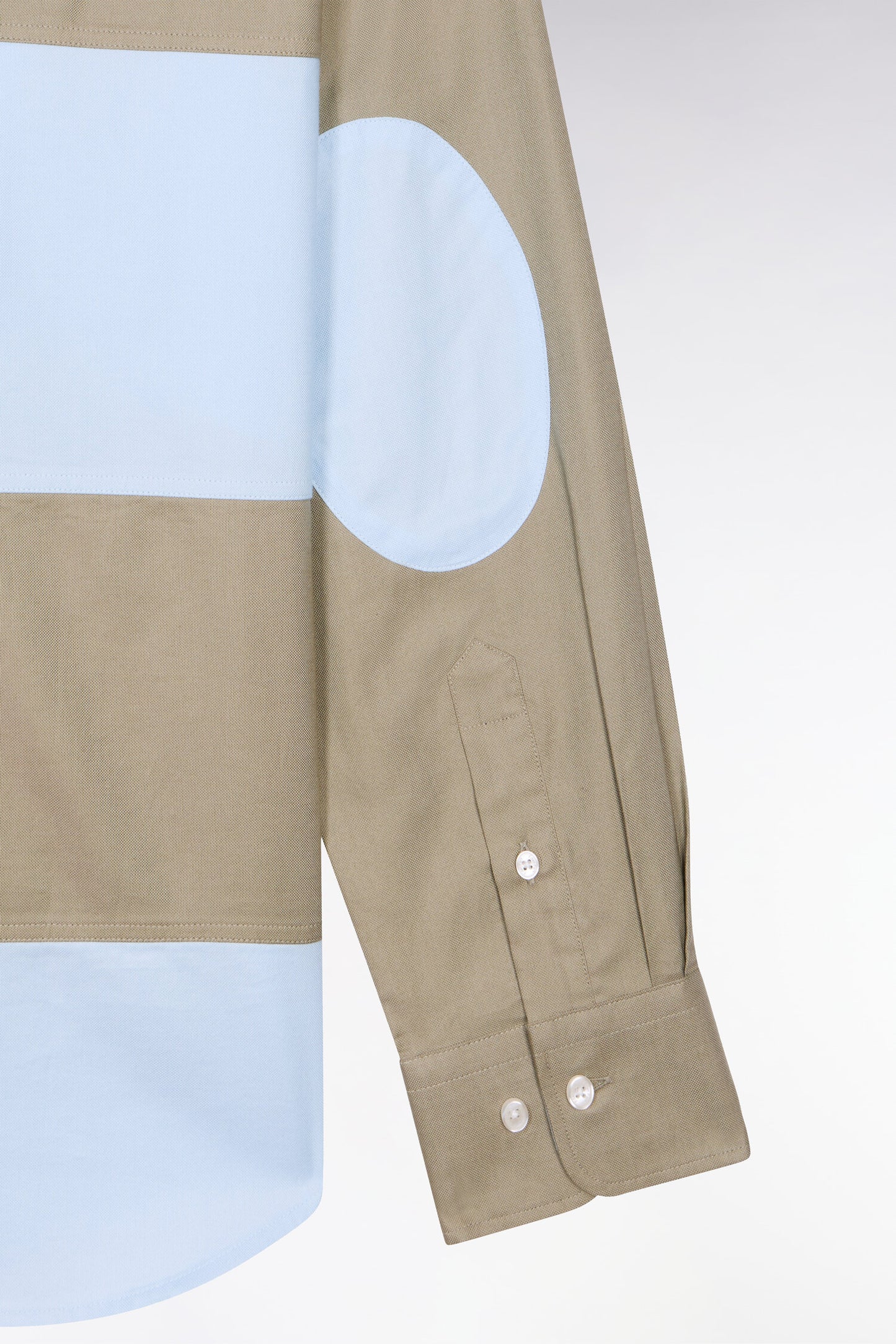 Chemise en coton à rayures rugby beige et ciel coupe regular