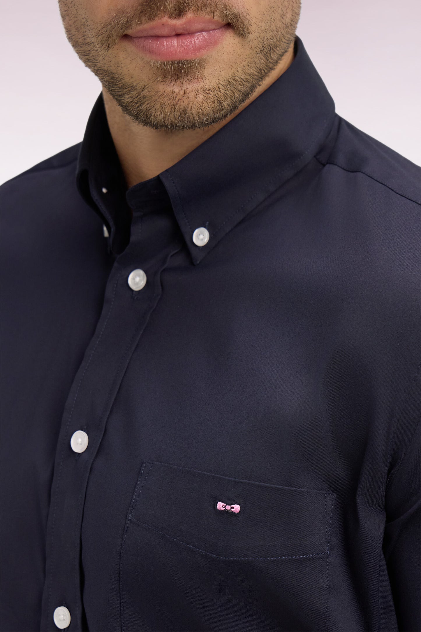 Chemise en coton mélangé marine coupe regular