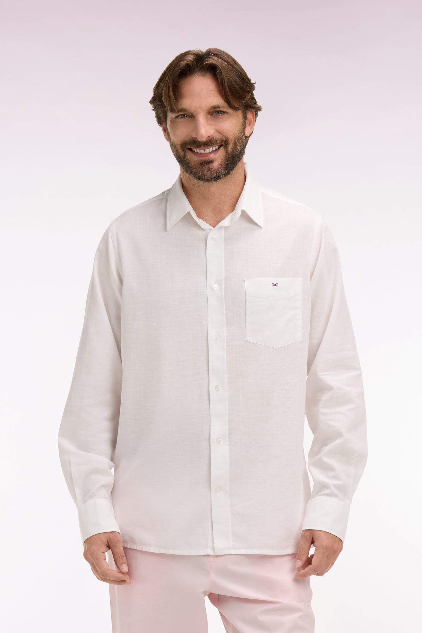 Regular fit white cotton shirt