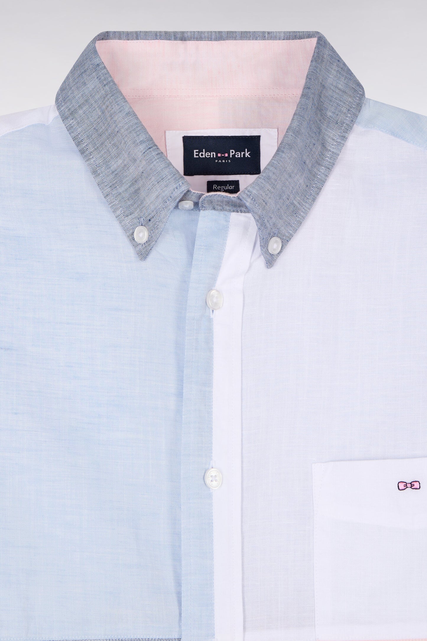 Chemise en lin et coton colorblock