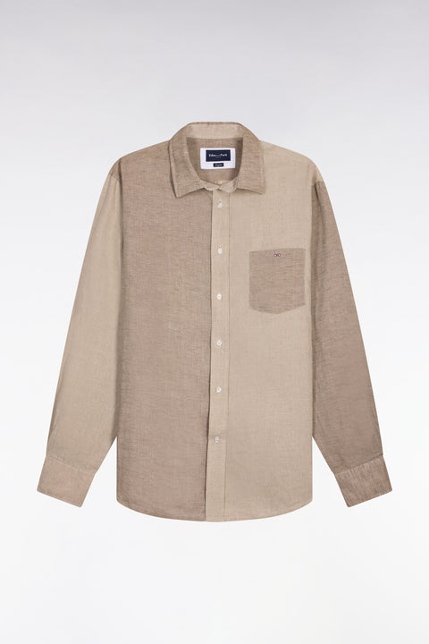 Chemise en lin bicolore beige coupe regular - Image 2