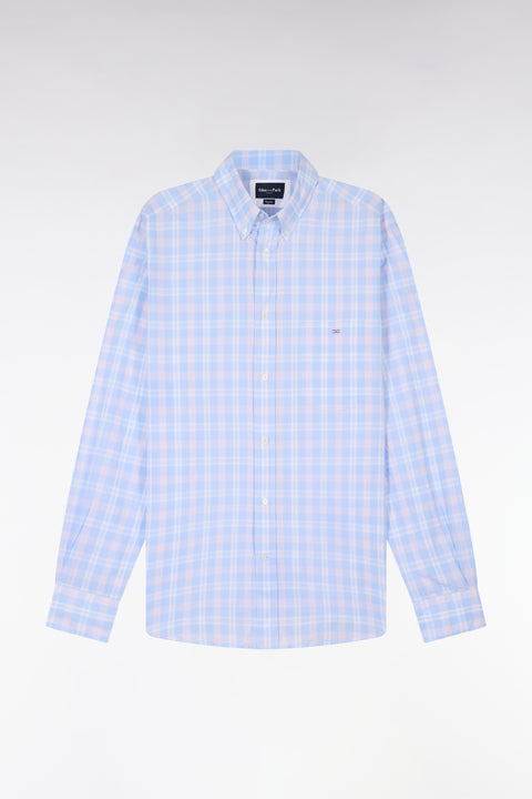 Chemise en coton à carreaux bleu ciel coupe regular - Image 2