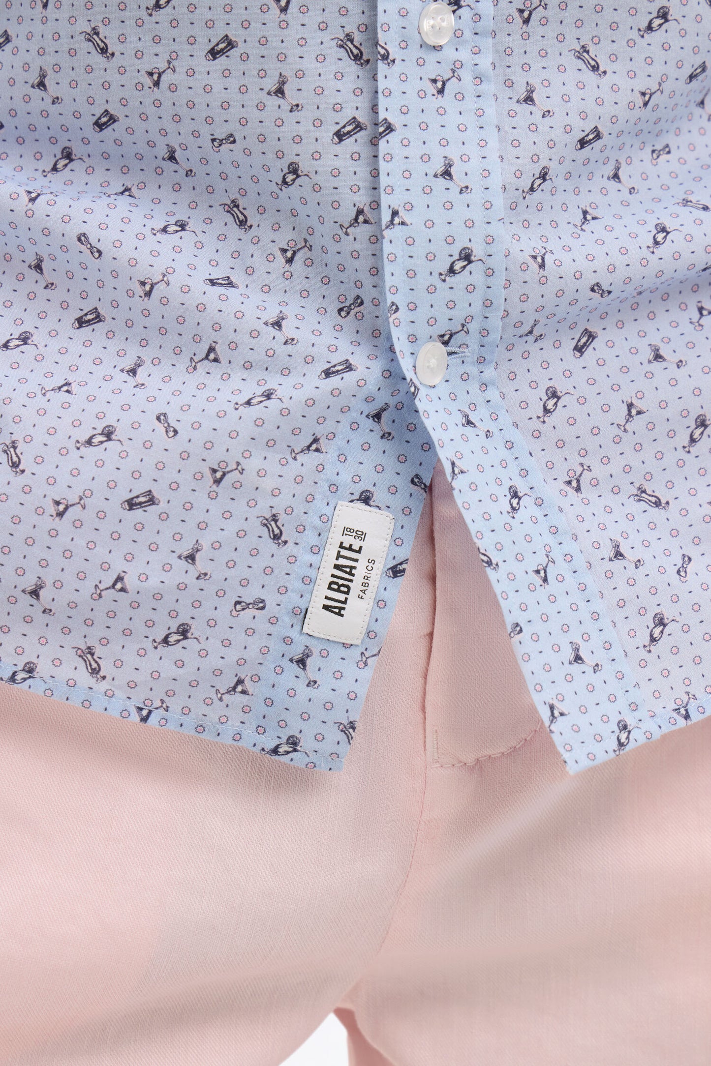 Chemise en popeline de coton bleu ciel à micromotifs coupe slim