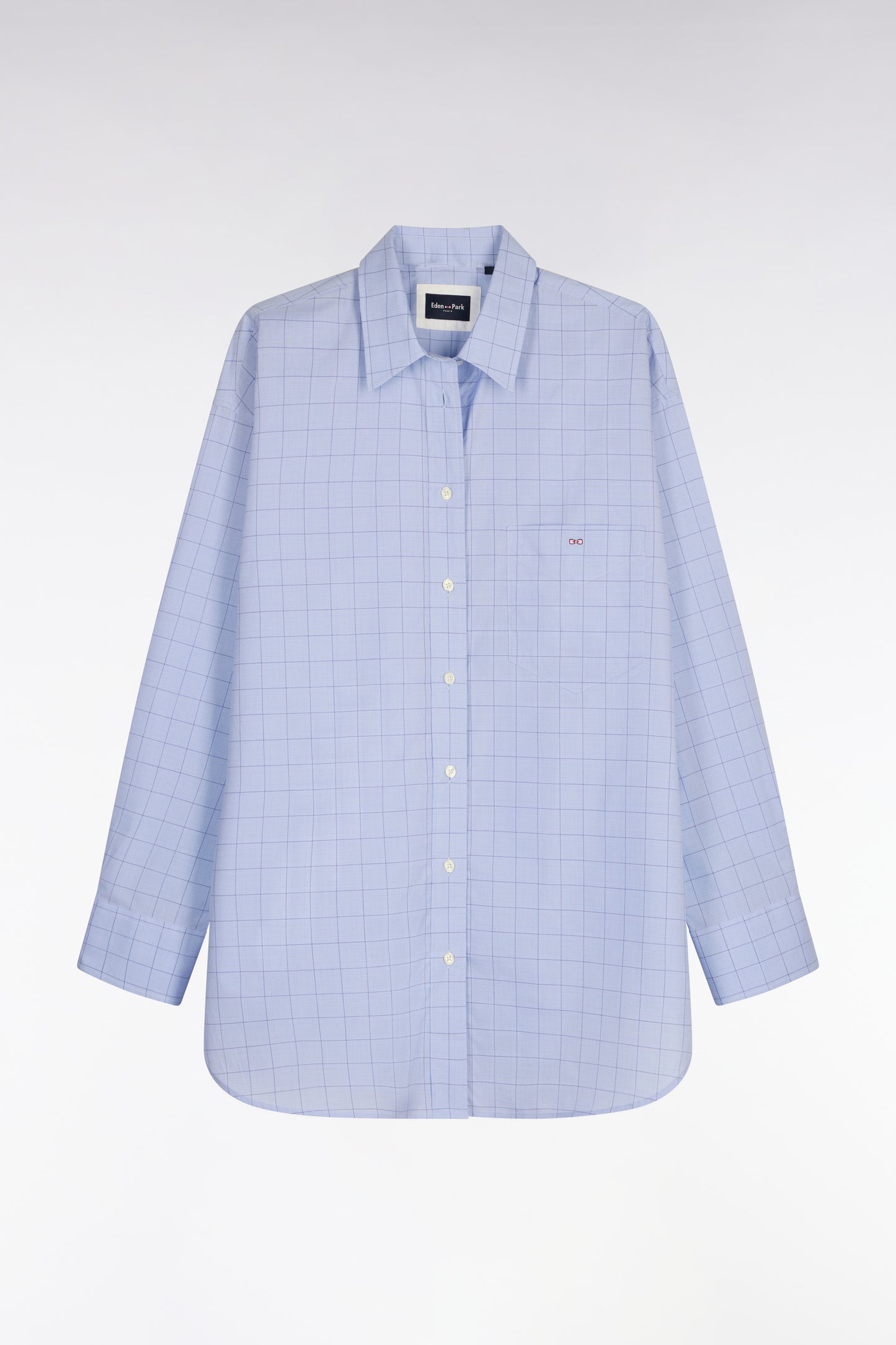 Chemise en coton ciel prince de Galles coupe oversized