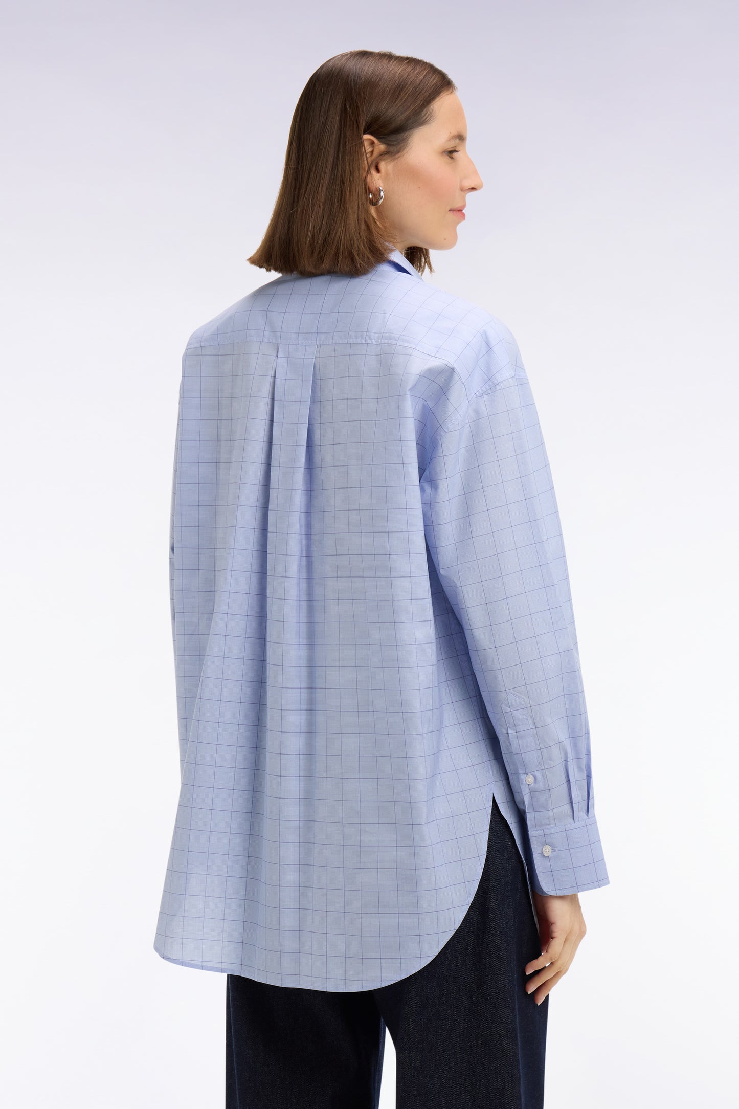 Chemise en coton ciel prince de Galles coupe oversized