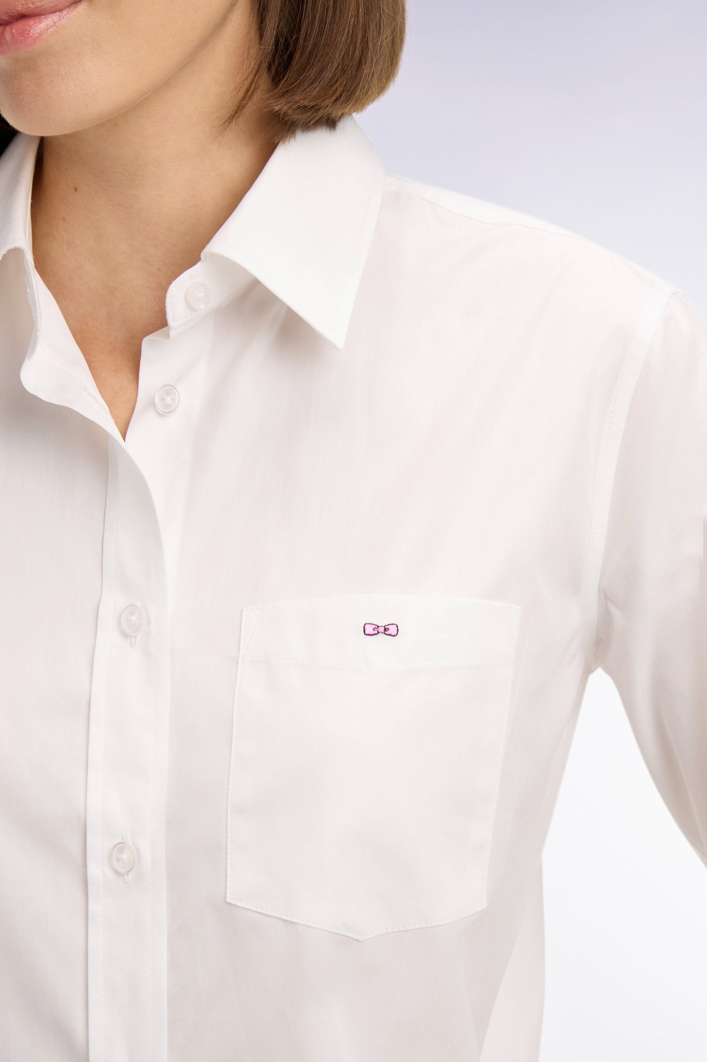 Chemise en popeline de coton blanche coupe slim