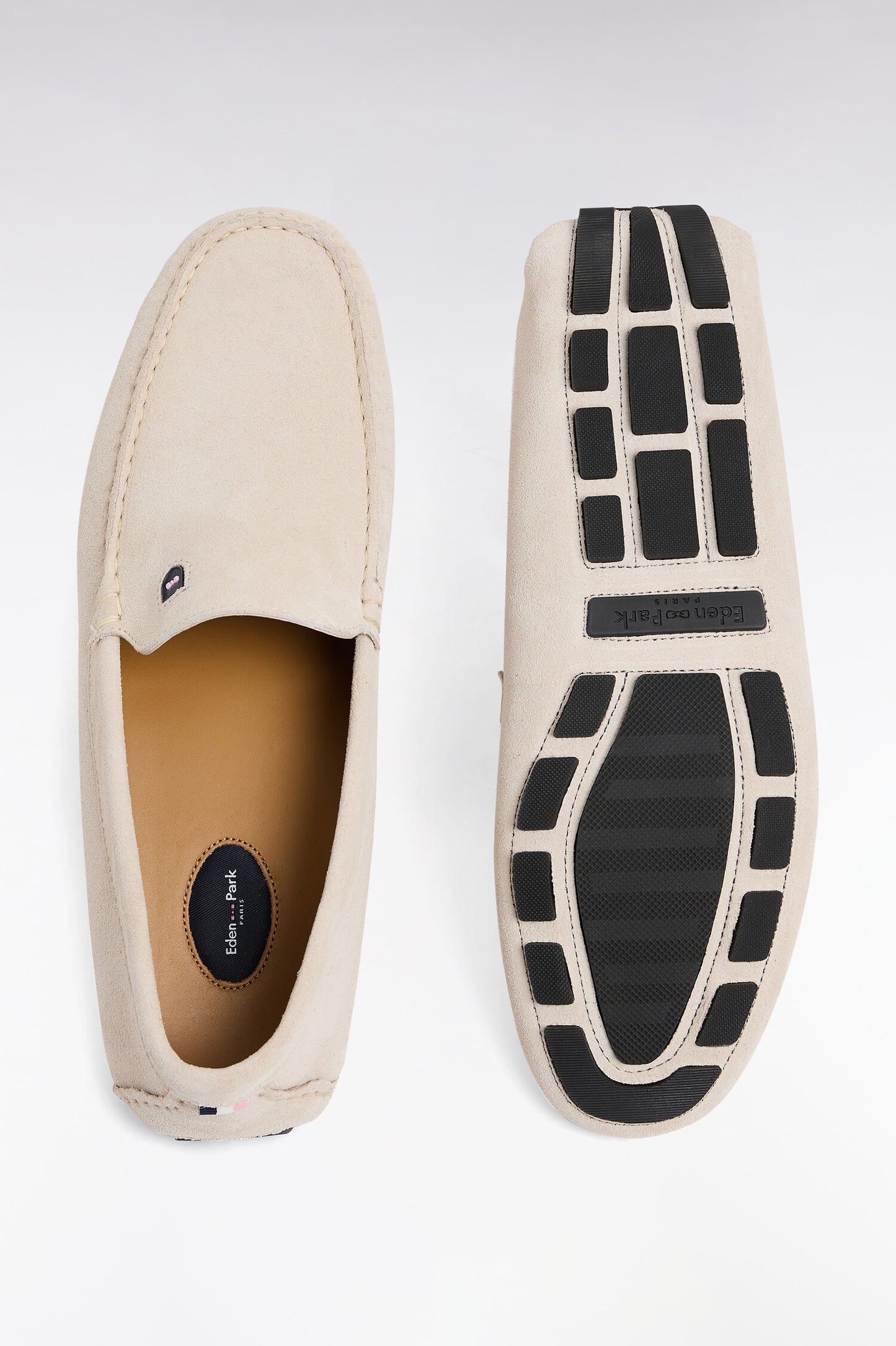 Mocassins en cuir suédé écru