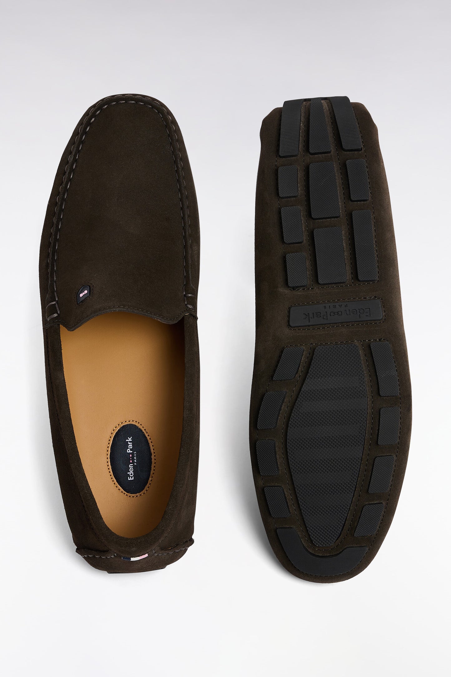 Brown suede leather loafers
