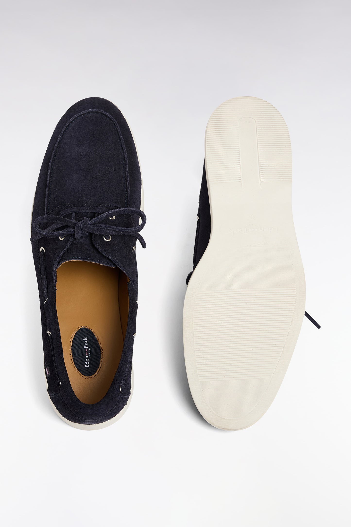Navy suede leather boat shoes