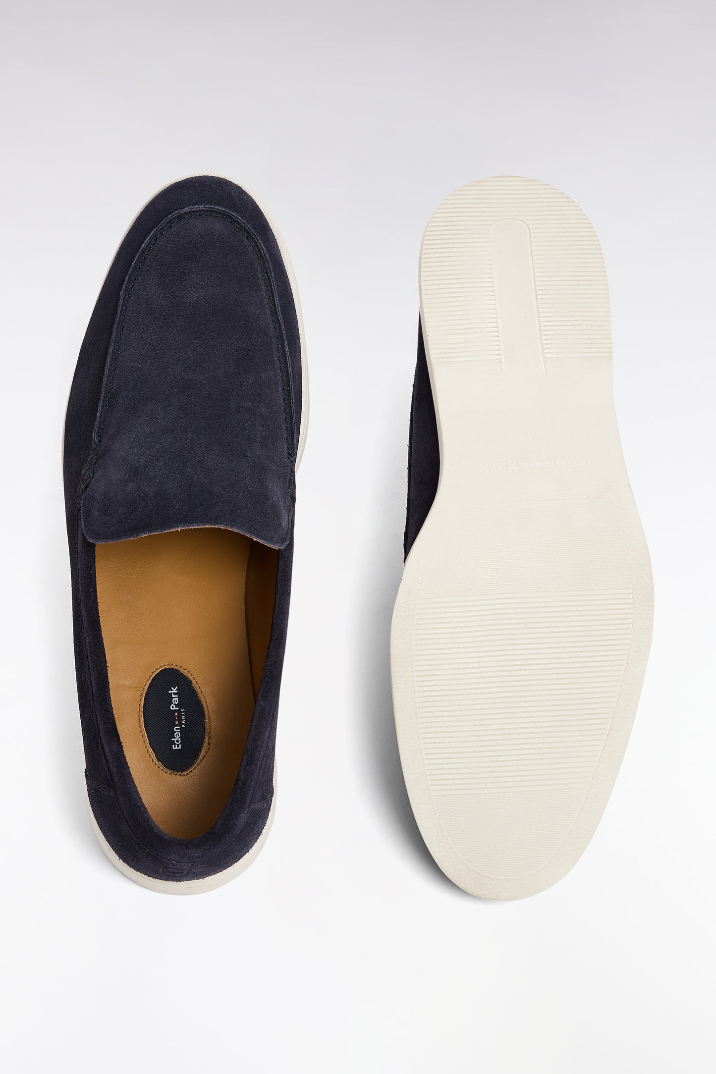 Navy suede split leather moccasins
