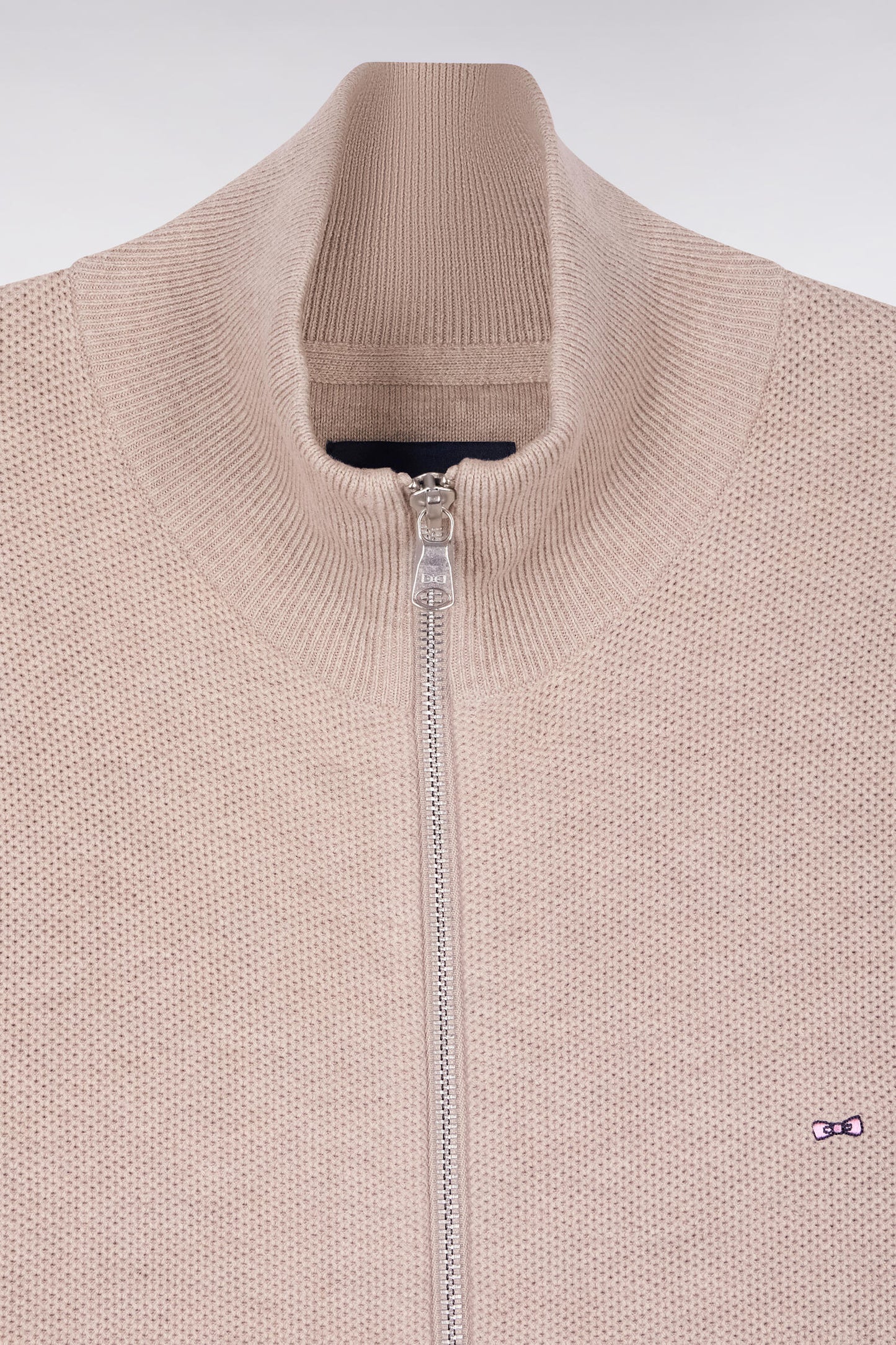 Cardigan zippé en coton beige