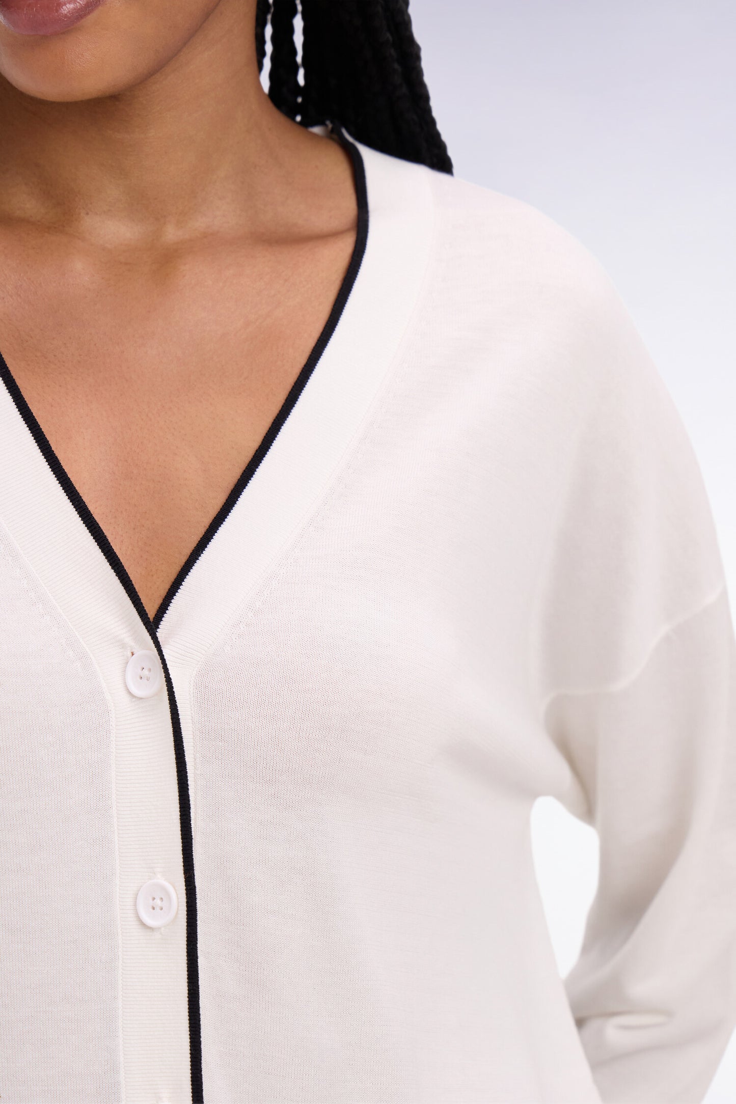 Cardigan boutonné col V blanc