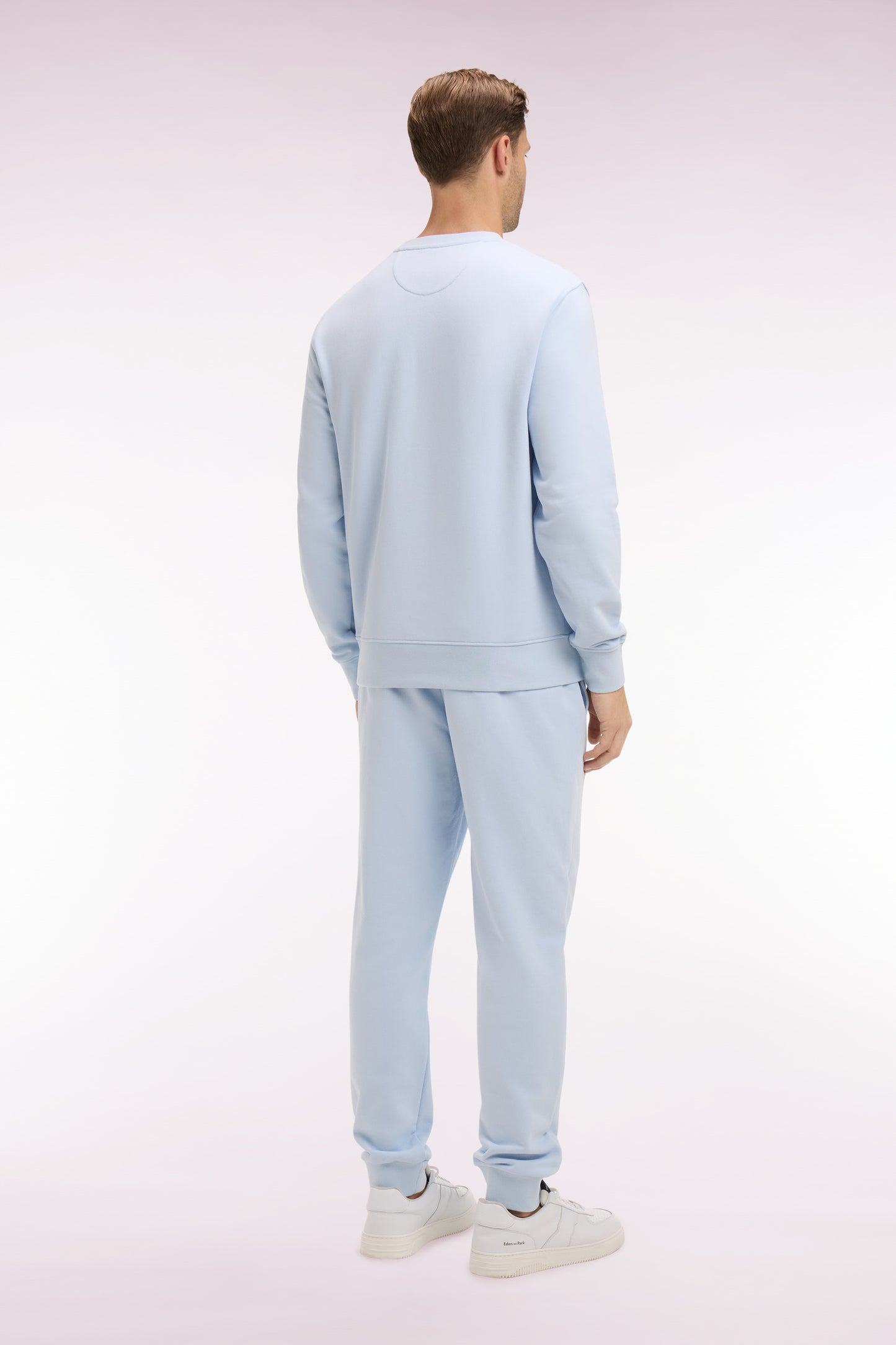 Jogging uni en molleton coton ciel coupe regular