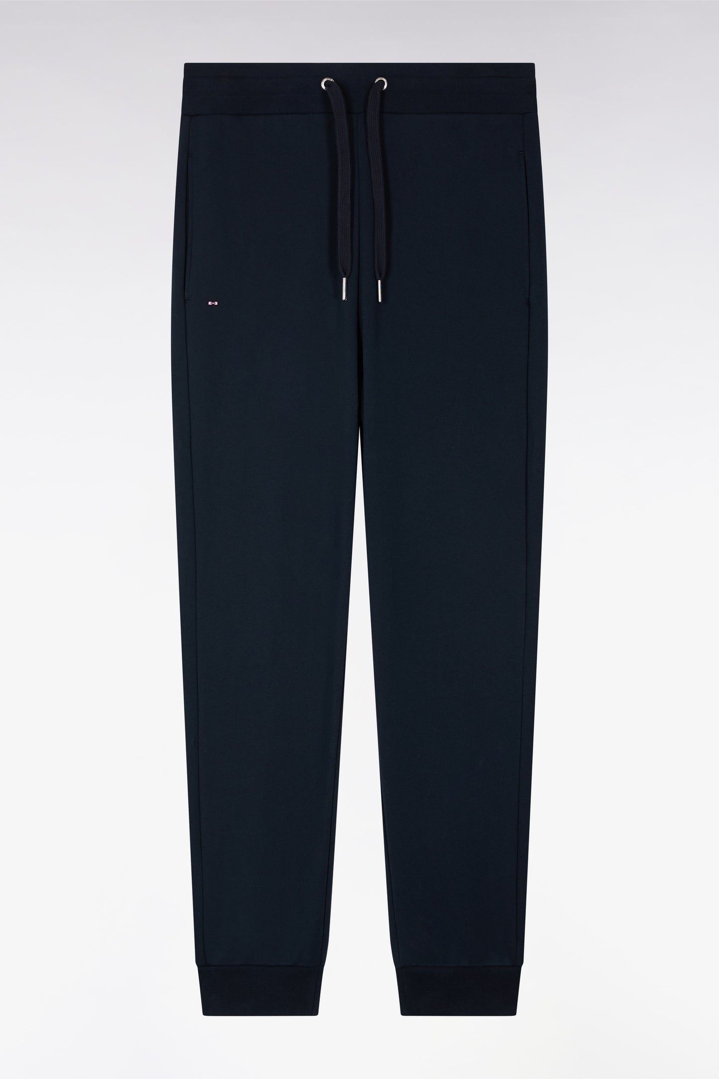 Jogging uni en molleton coton marine coupe regular