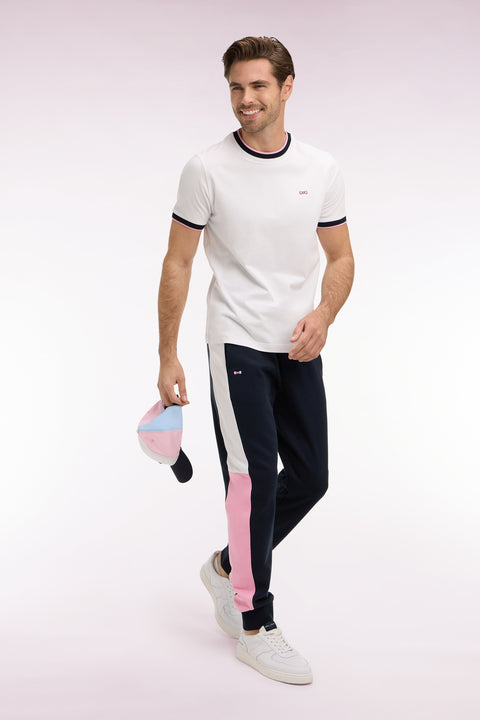 Jogging en molleton coton colorblock marine coupe regular - Image 1