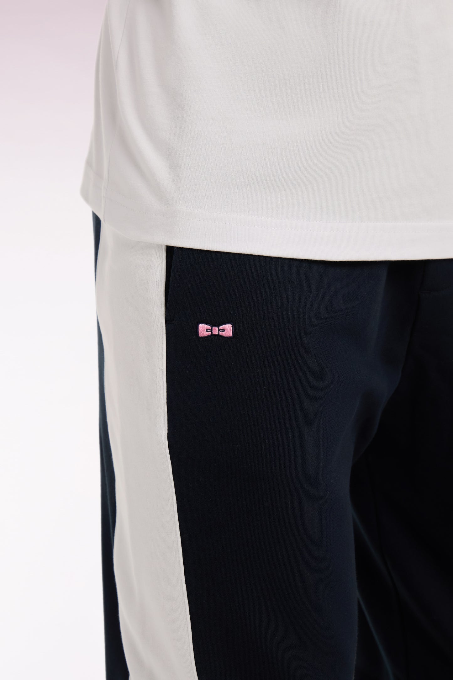 Jogging en molleton coton colorblock marine coupe regular