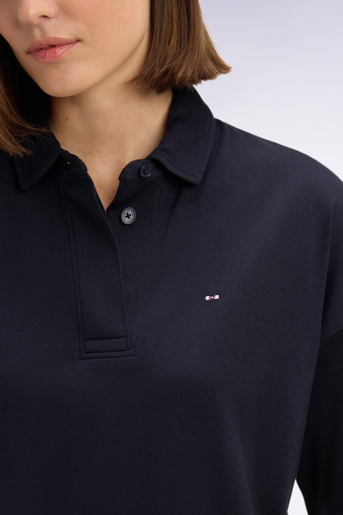 Relaxed-fit navy Pima cotton short-sleeved jersey
