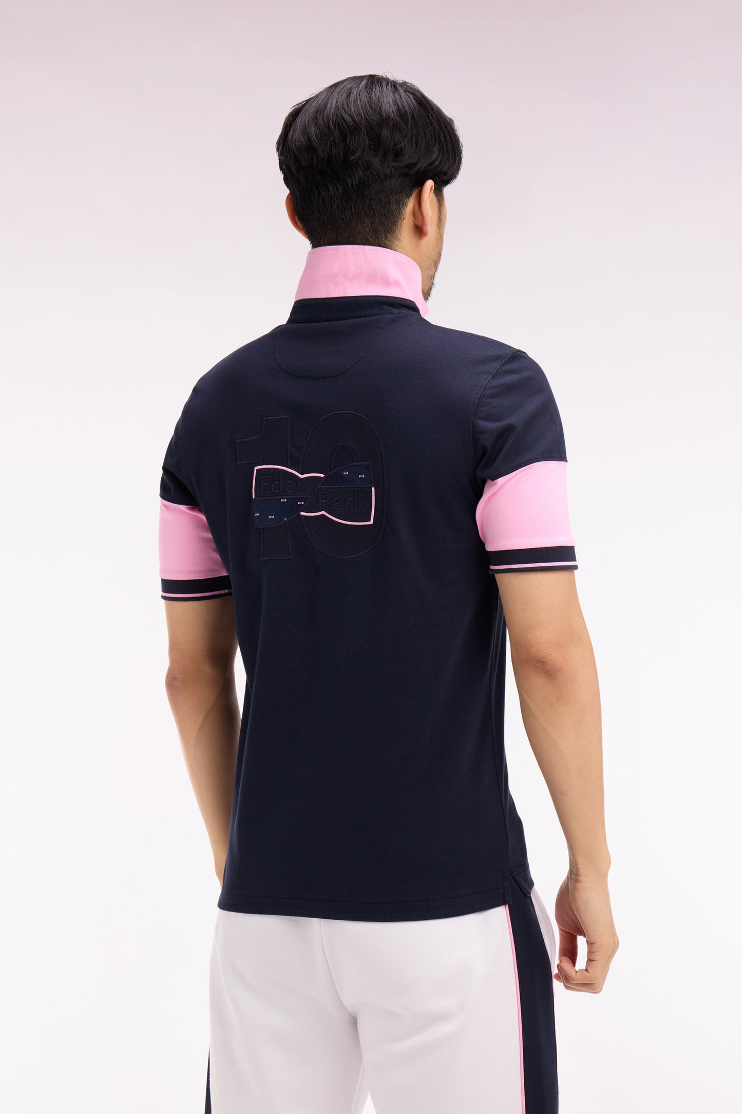 Maillot à manches courtes en coton marine coupe regular