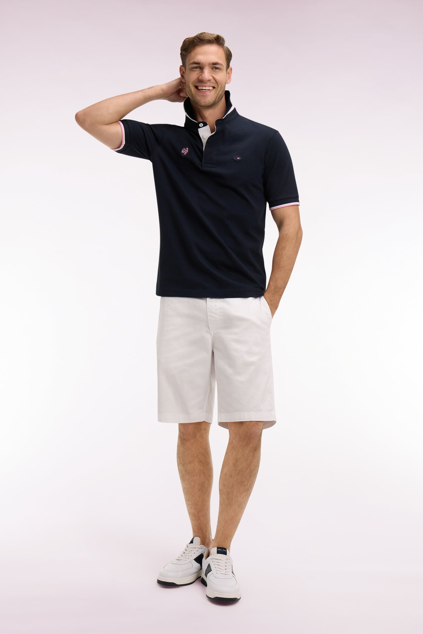 XV de France short-sleeved jersey in embroidered navy cotton Regular fit