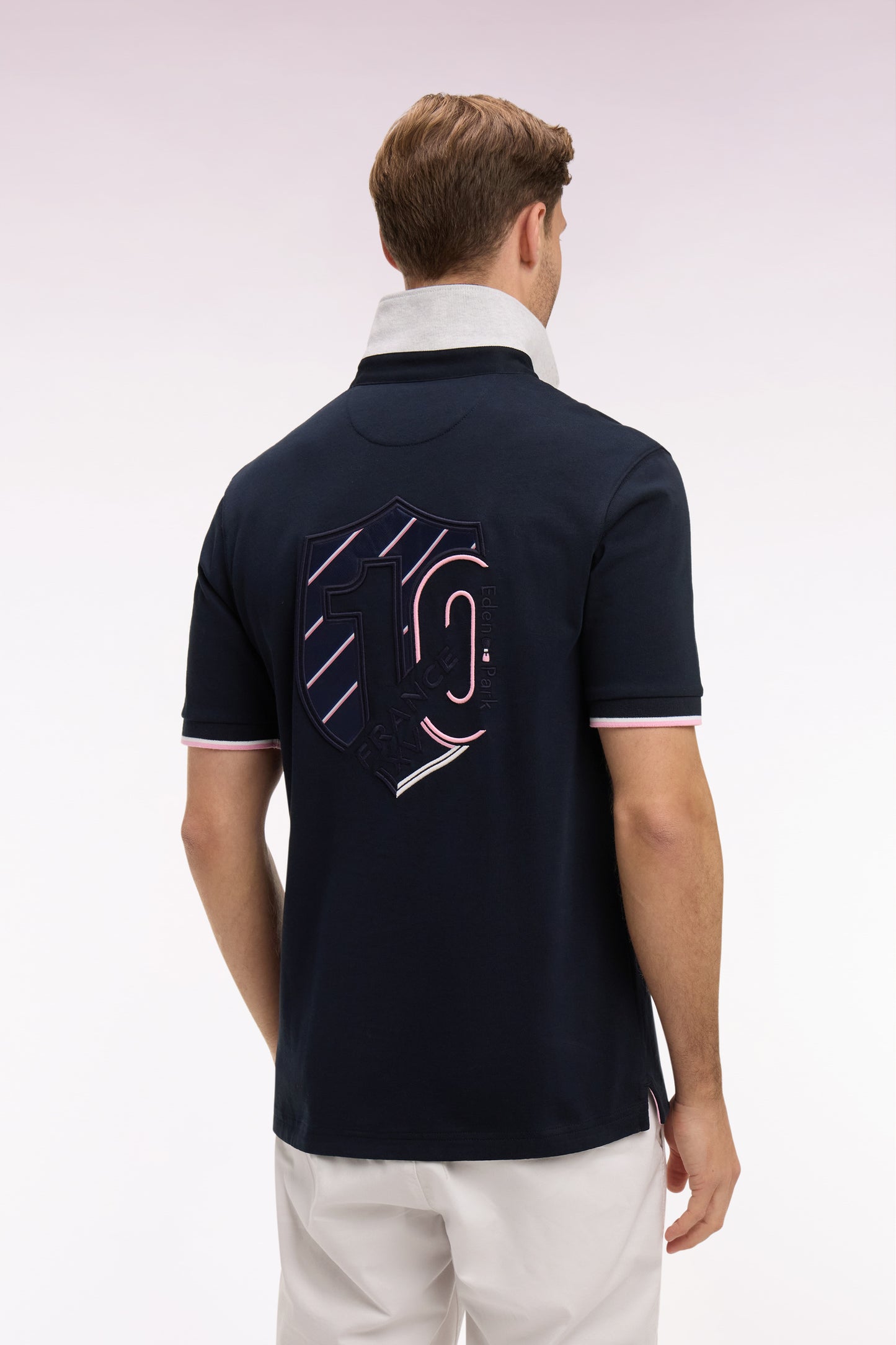 XV de France short-sleeved jersey in embroidered navy cotton Regular fit