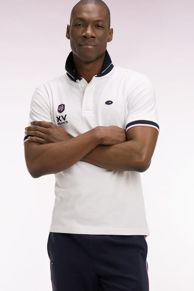 XV de France short-sleeved jersey in white cotton, regular fit