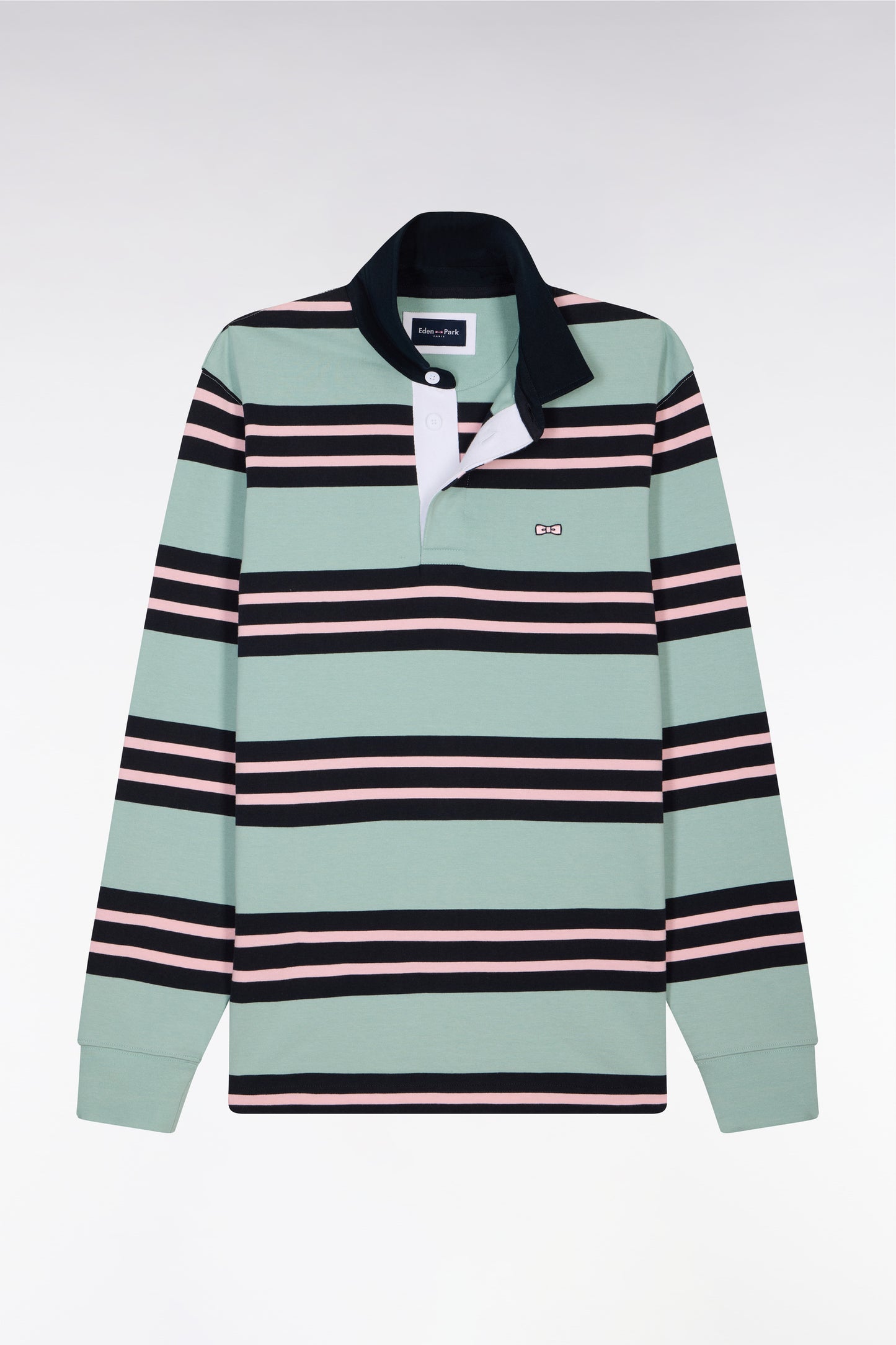 Maillot à manches longues en coton rayé vert d'eau