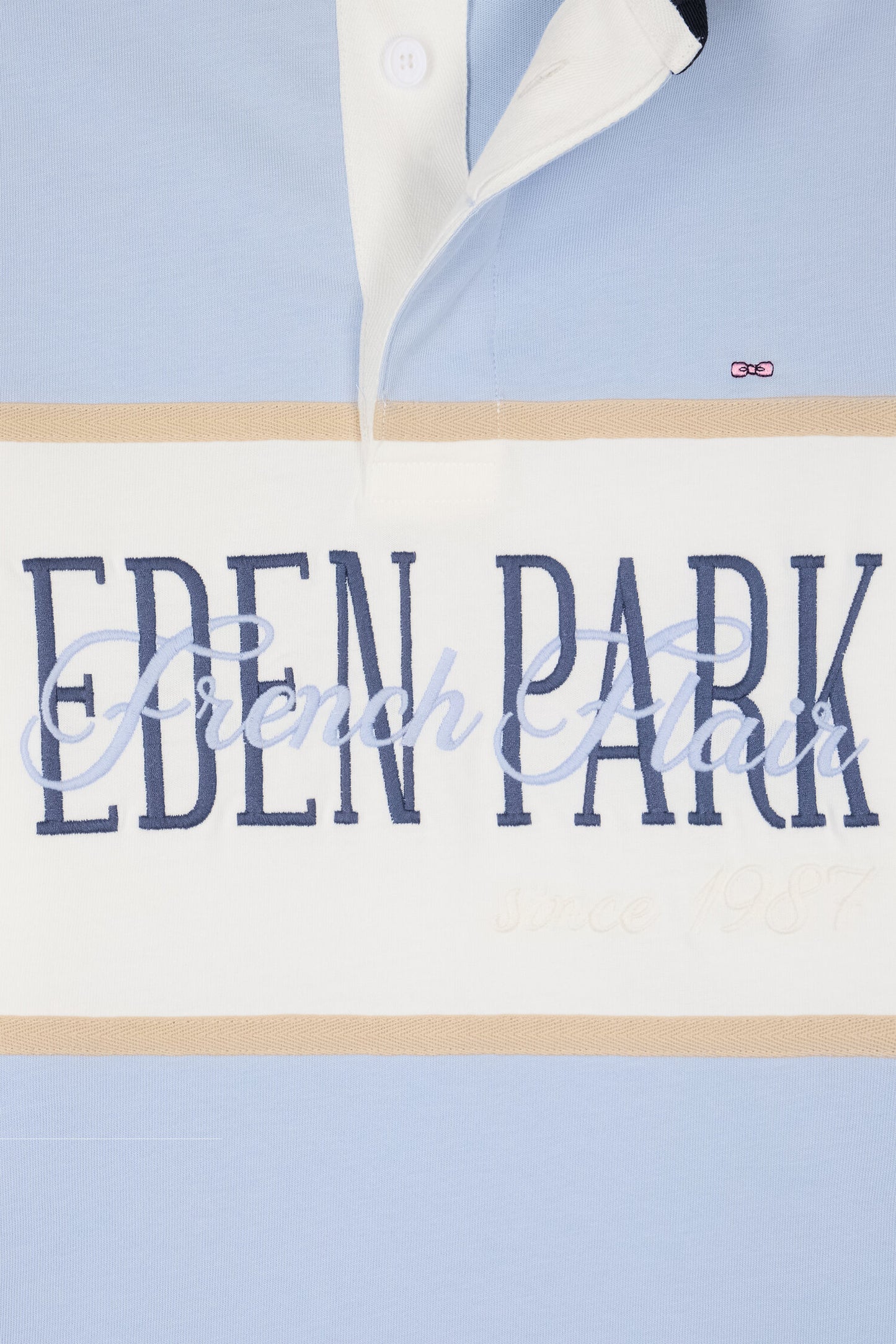 Maillot à manches longues ciel et écru brodé