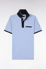 Polo manches courtes en piqué coton stretch ciel coupe slim