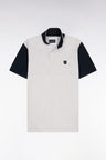 Polo manches courtes bicolore en coton gris clair à découpes coupe regular