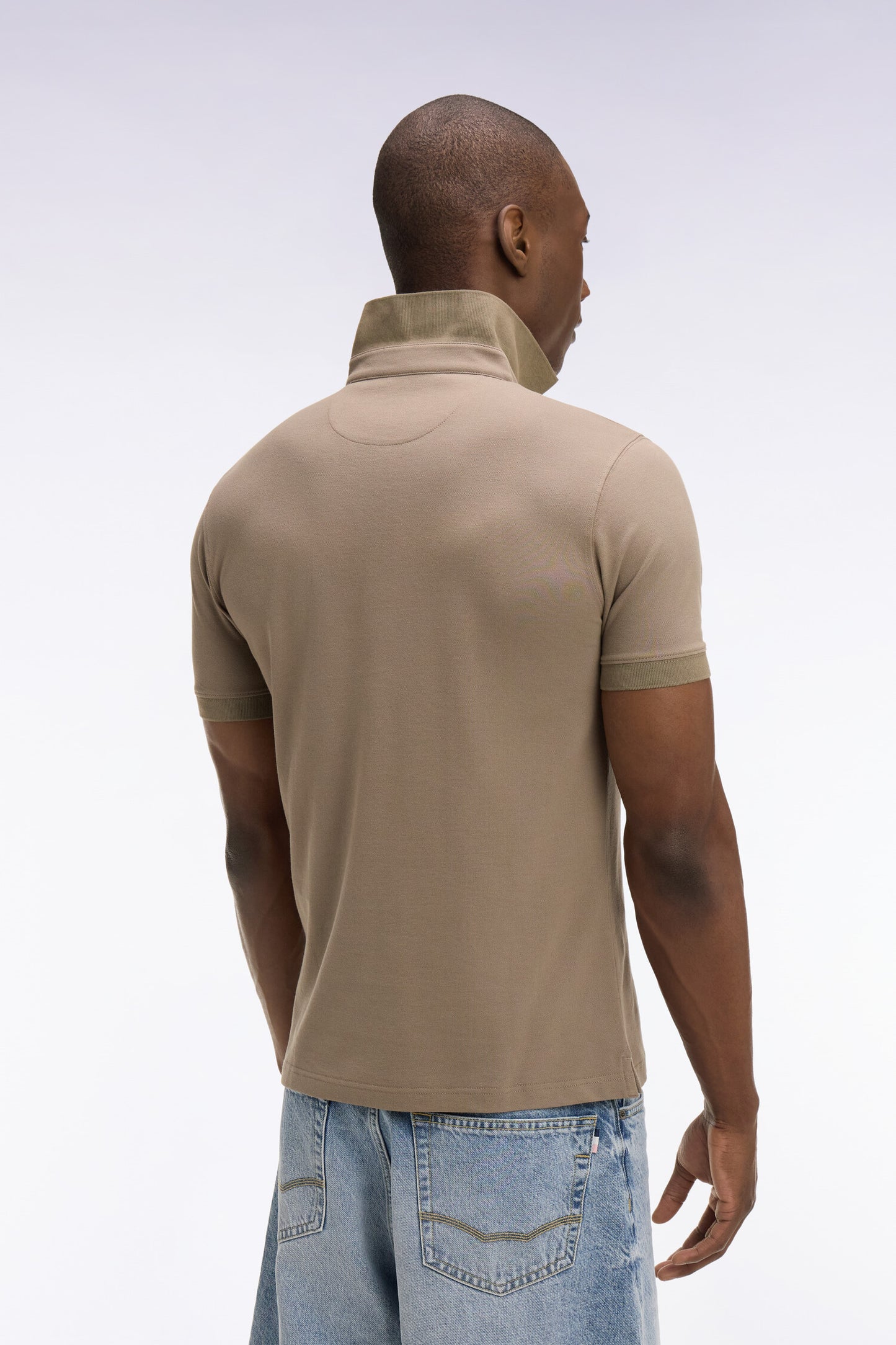 Polo à manches courtes en coton marron coupe slim