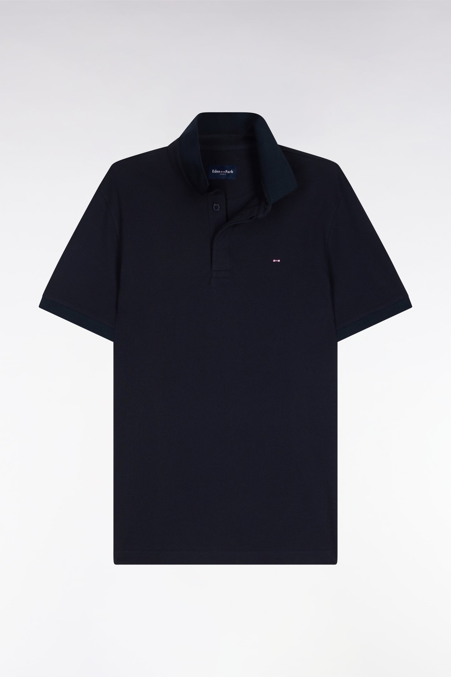 Slim fit navy cotton short sleeve polo shirt