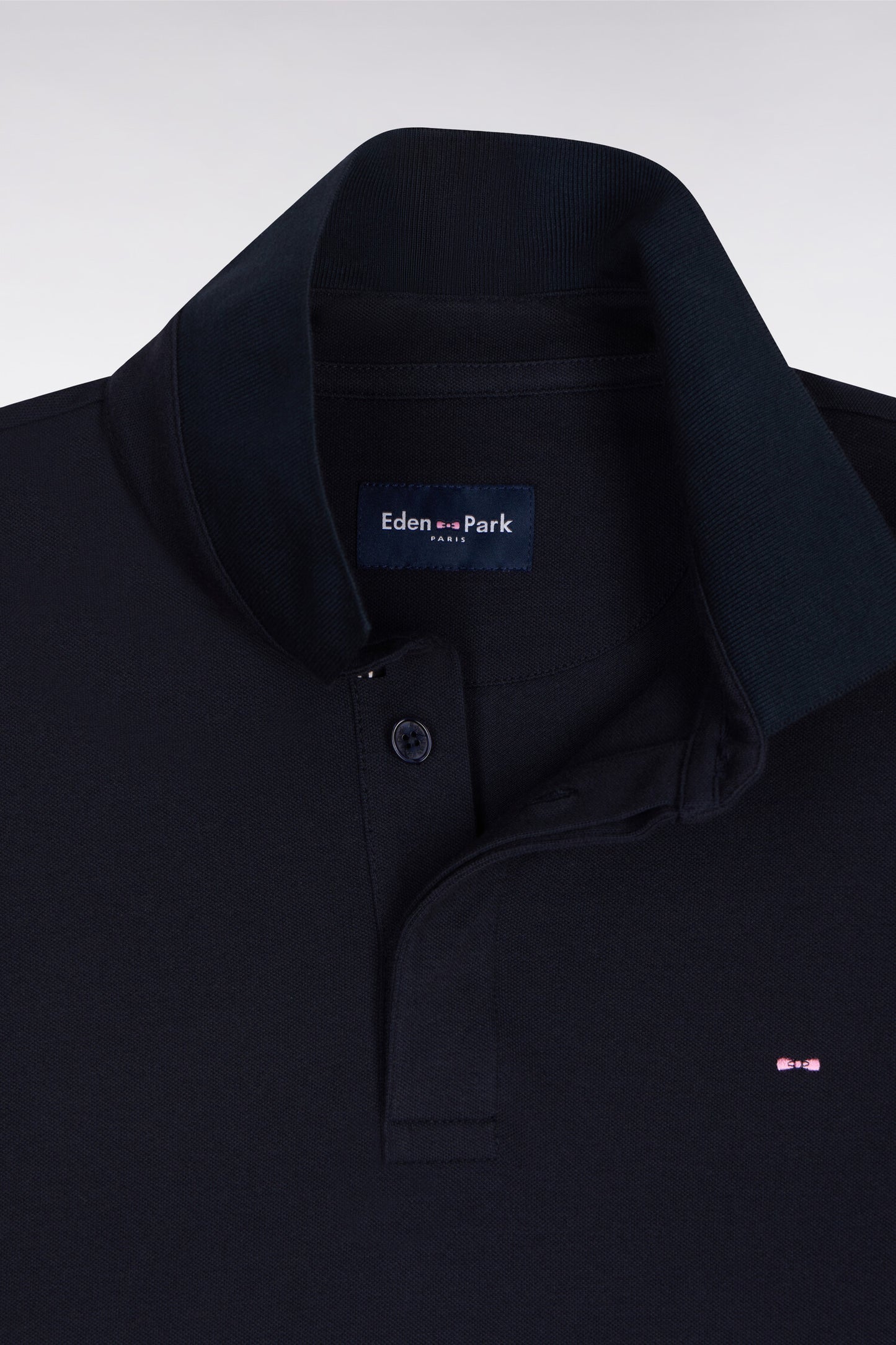 Slim fit navy cotton short sleeve polo shirt