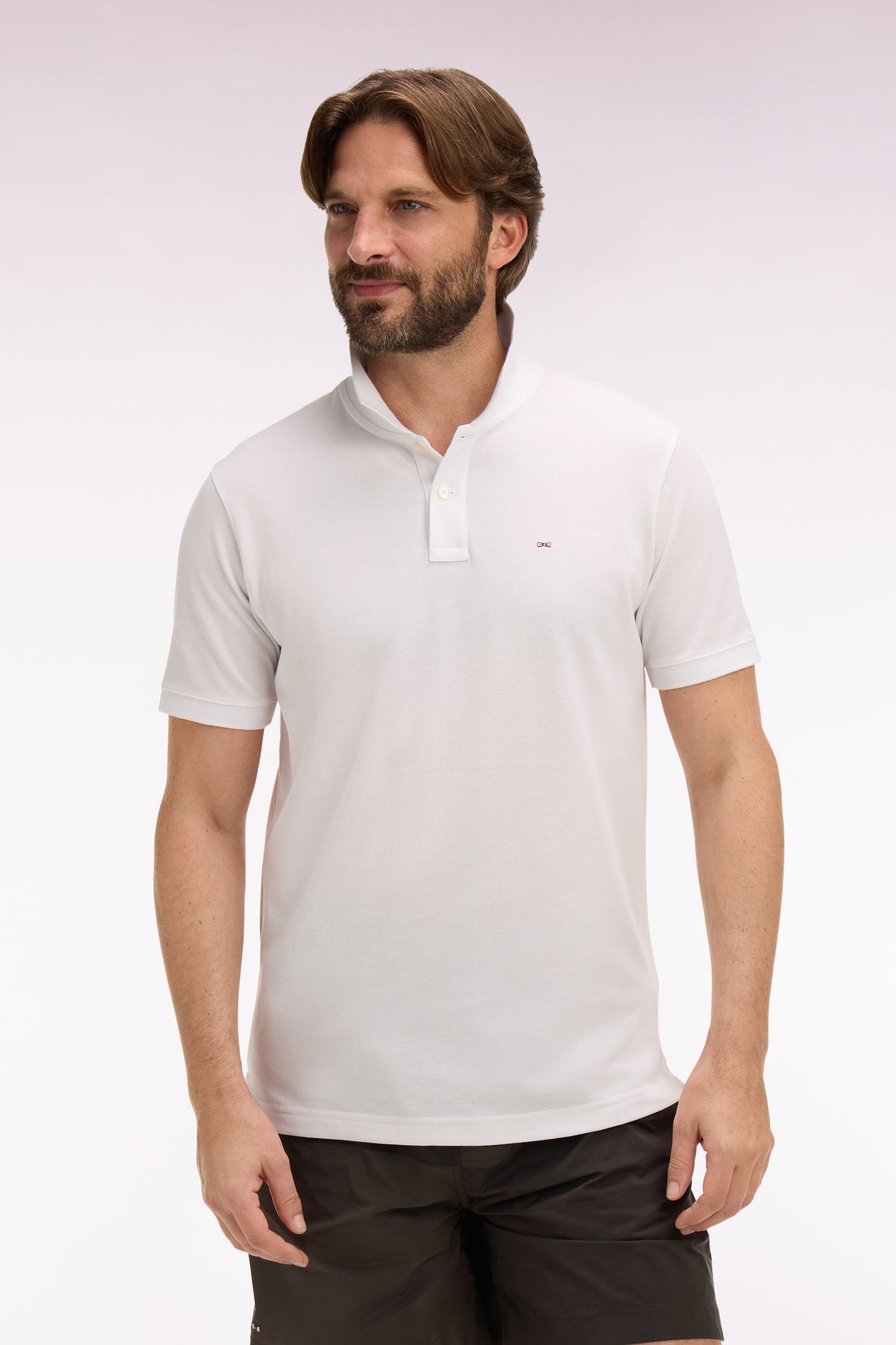 Polo à manches courtes en coton blanc coupe regular