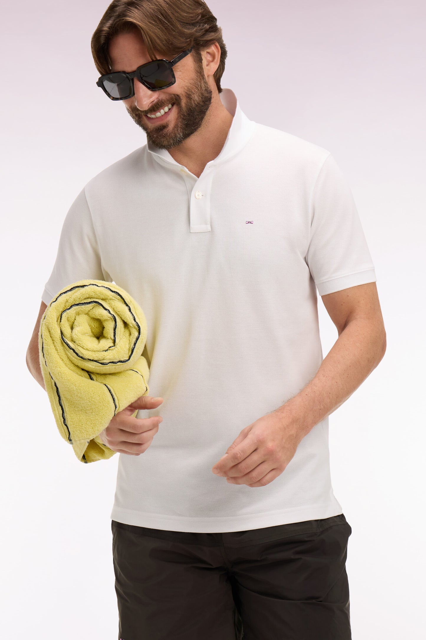 Polo à manches courtes en coton blanc coupe regular