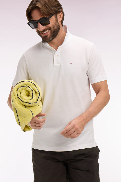 Polo à manches courtes en coton blanc coupe regular - Image 1