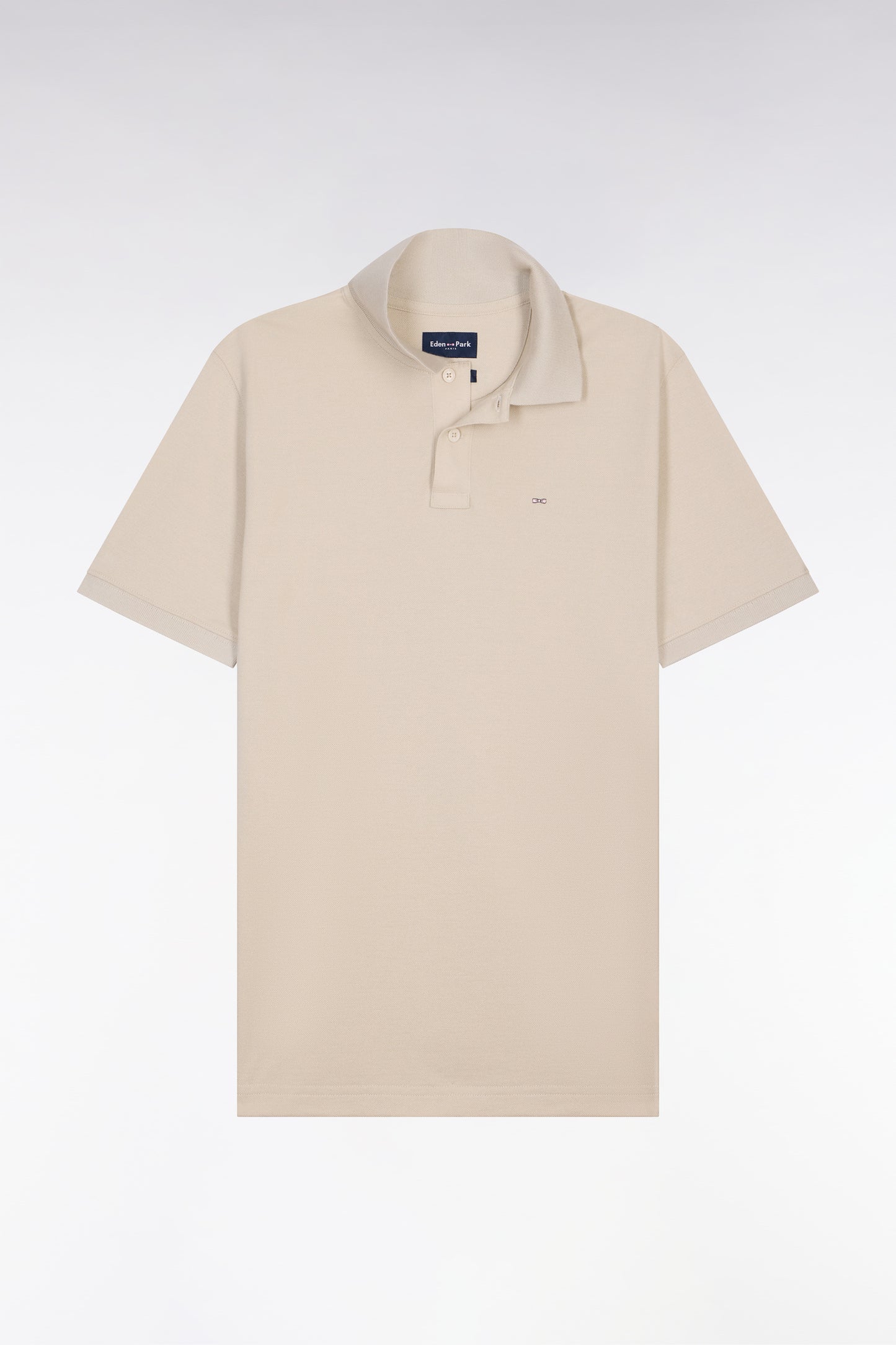Polo à manches courtes en coton beige coupe regular